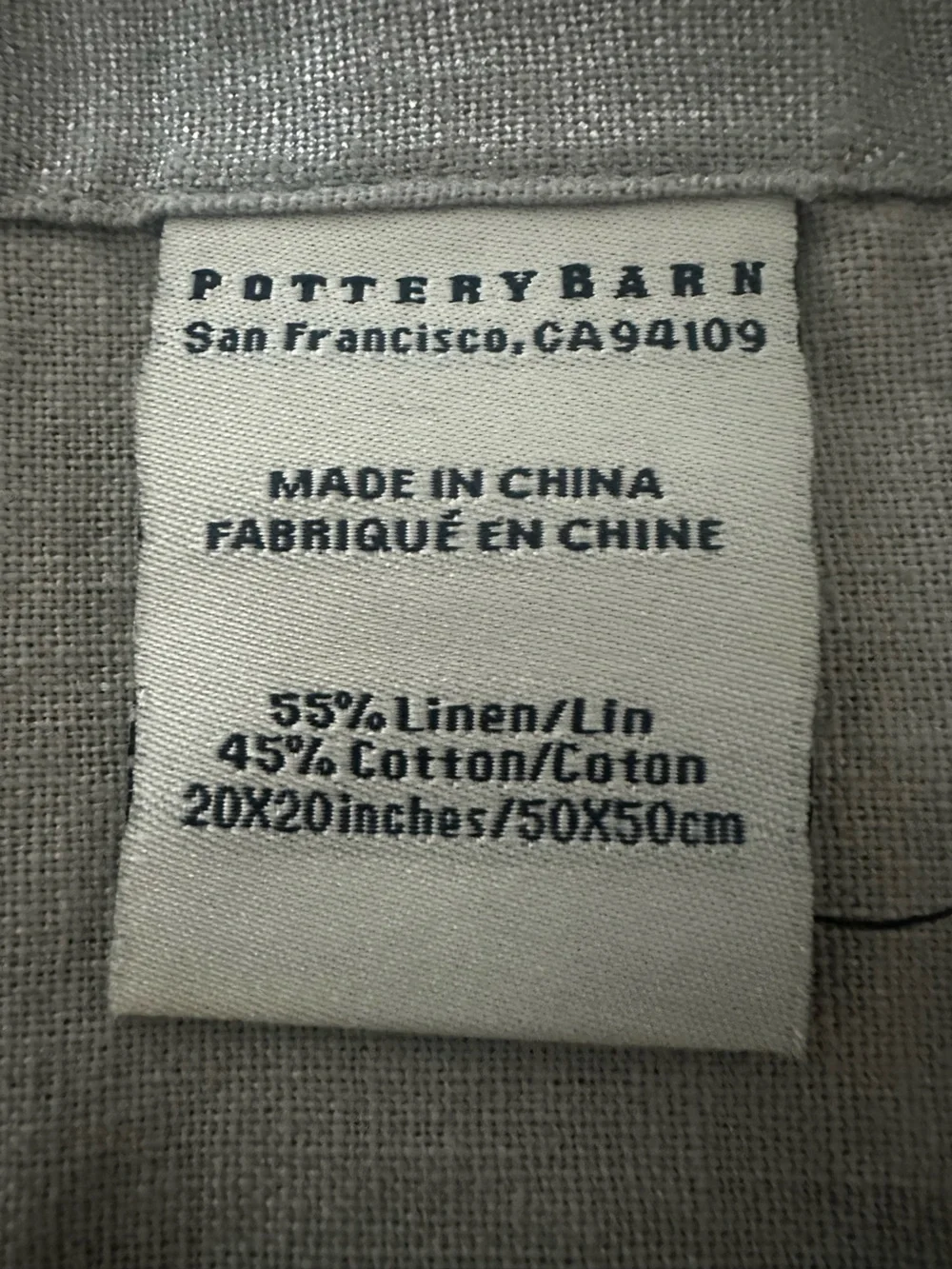 Pottery Barn Silver Linen Napkins (5) 2008